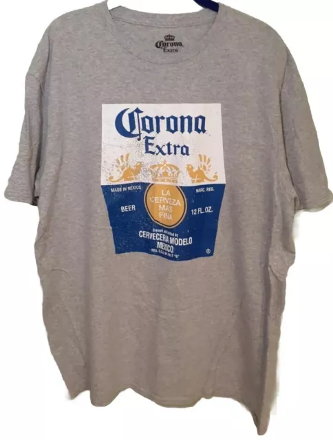 Mens Corona Extra Short-Sleeve Graphic Tshirt, Size XL, Grey