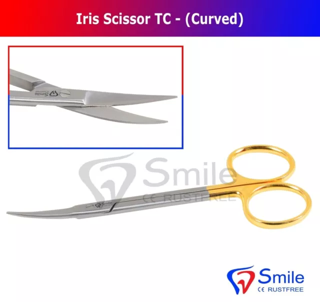 Dental Iris Gum Scissor TC 11cm Tungsten Carbide Curved Blade CE BRITISH BRAND