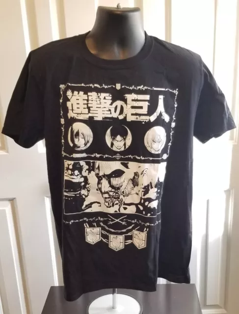 Attack on Titan  Men's Graphic T-Shirt Size L Short Sleeve Black Anime RARE