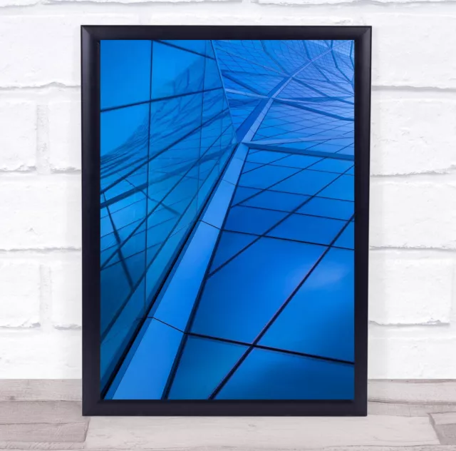 Blue Geometry Shapes Architecture Abstract Lines Grid Wall Art Print