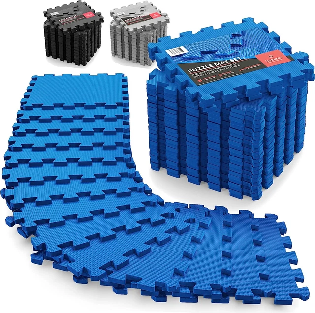 GYM FLOORING RUBBER Floor Mats Interlocking Foam Tiles Garage Fitness