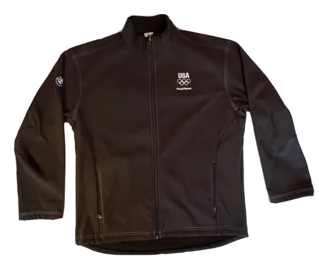 Mens Large Olympic Jacket Coat Team Apparel BMW USA Proud Partner Full Zip