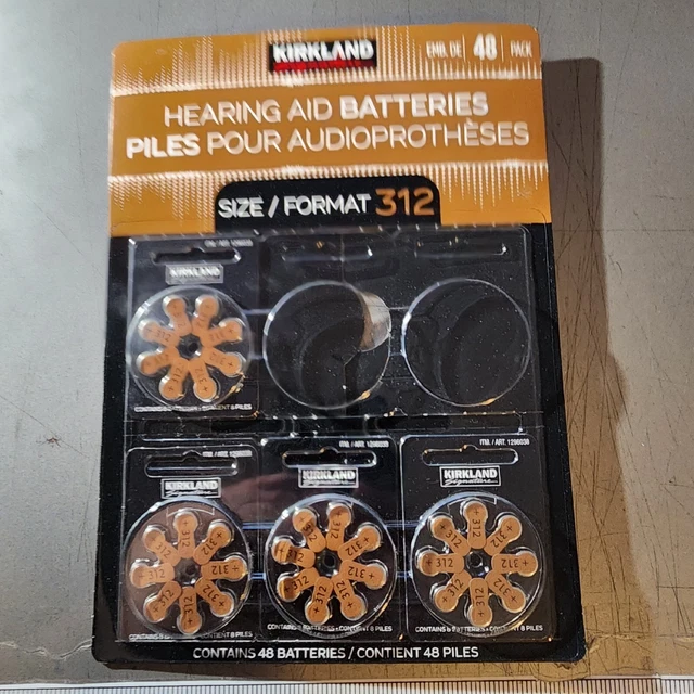 KIRKLAND SIGNATURE HEARING Aid Batteries Size/ Format 312 LOT OF 4 NIB