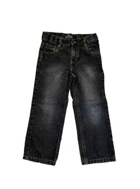 Lucky Brand Jeans Toddler Boys Size 4T Straight Relaxed Adjustable Black Denim