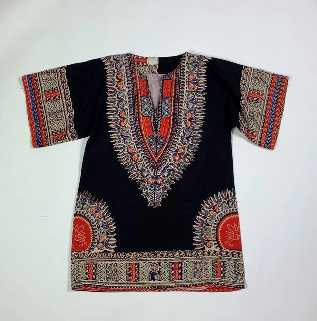 maglia donna size S usato top cotone estiva camice vintage stile africano T7918