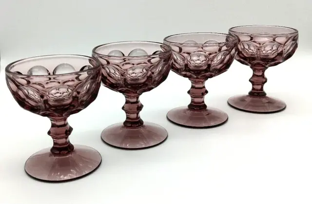 Set of  4 Imperial Glass PROVINCIAL Amethyst Purple Sherbet Champagne  Goblets