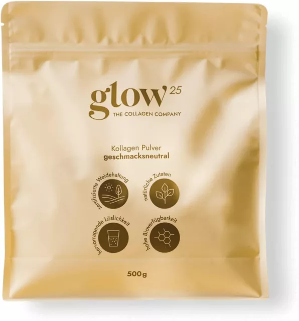 Glow25® Collagen Pulver [500g] - Weidehaltung - Bioaktives Kollagen Hydrolysat