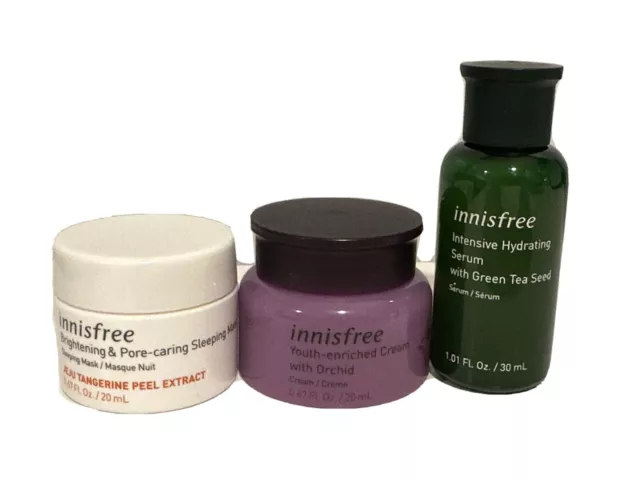New INNISFREE Deluxe Sample Lot Of 3: Intensive Serum - Pore Mask - Orchid Cream
