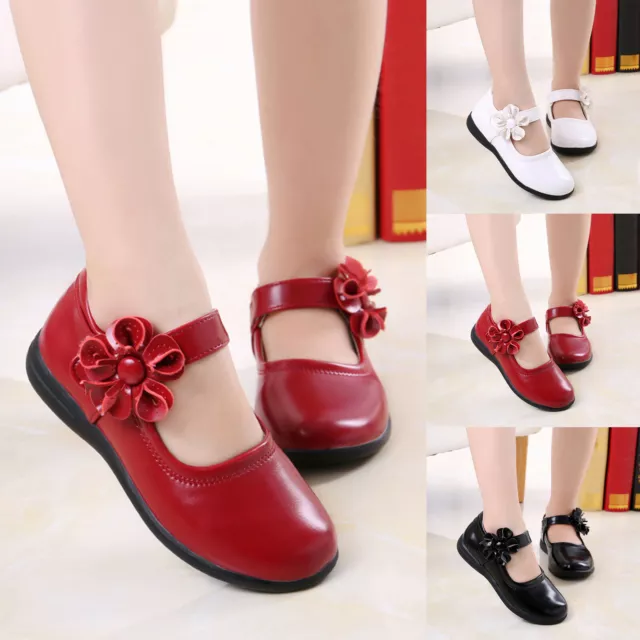 Toddler Infant Kids Girls Flower Crystal Princess Party Leather Dance Shoes SZ