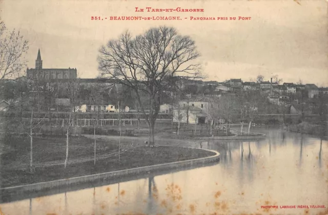 Cpa 82 Beaumont De Lomagne Panorama Taken From The Bridge