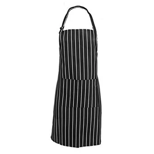 Catering Chef Cooks Butchers Bistro BBQ Apron Striped Cooking Baking Bib Pocket