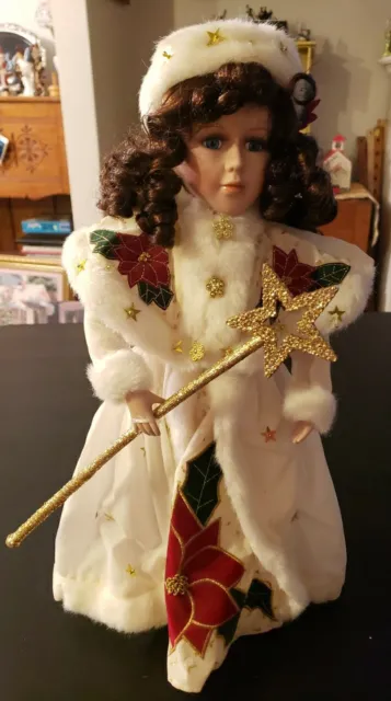 Heritage Signature Collection Holly Day Christmas Porcelain Doll w/Stand 12447