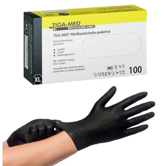 Nitril Handschuhe Nitrilhandschuhe schwarz puderfrei S M L XL Einweghandschuhe