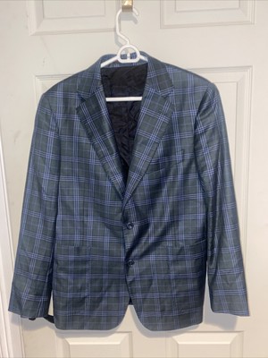 J. HILBURN Blue Check Wool Sport Coat Blazer Size 40S