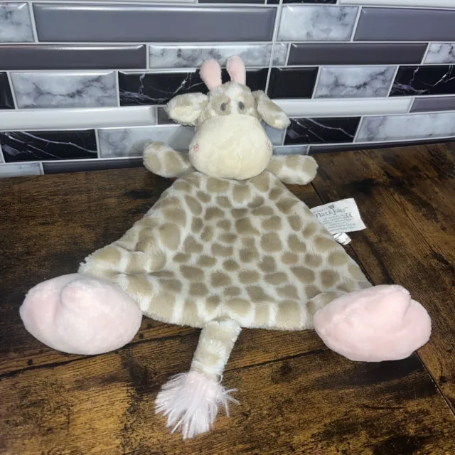 Demdaco Nat & Jules Sadie Giraffe Lovey Rattle Security Blanket Super Soft Plush