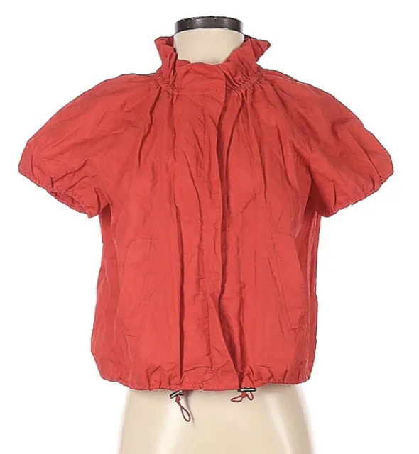 Kenneth Cole New York Jacket Womens Petite Small Orange  Short Sleeve Blouse