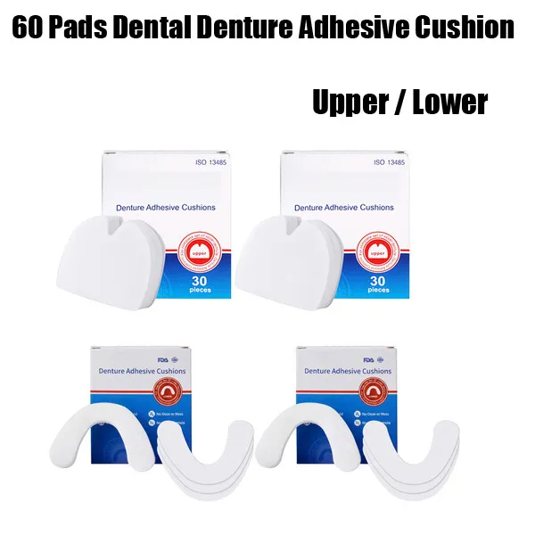 Paquete de 2 cojines adhesivos dentales libres de zinc de larga duración (superior o inferior)