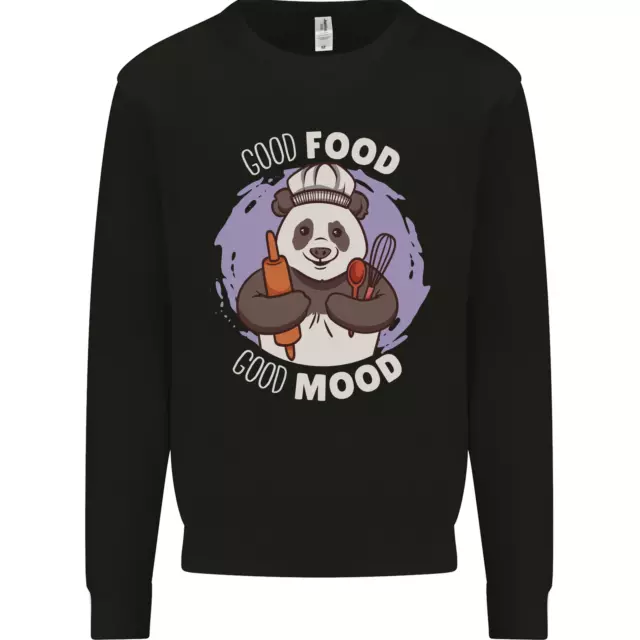 Buon Cibo Buon Umore Divertente Panda Chef BBQ Bambini Felpa Maglione