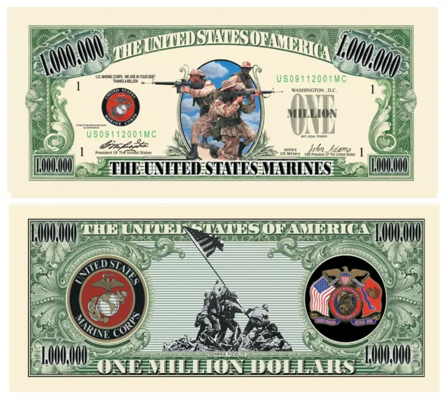 Pack of 50 - U.S. Marine Corps USMC Million Dollar Novelty Bill Collectible