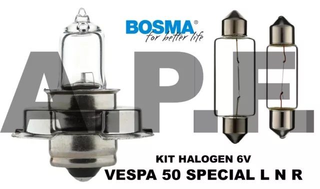 KIT lampadine HALOGEN - VESPA 50 SPECIAL  L N R  ( 6V ) - QUALITA' TOP