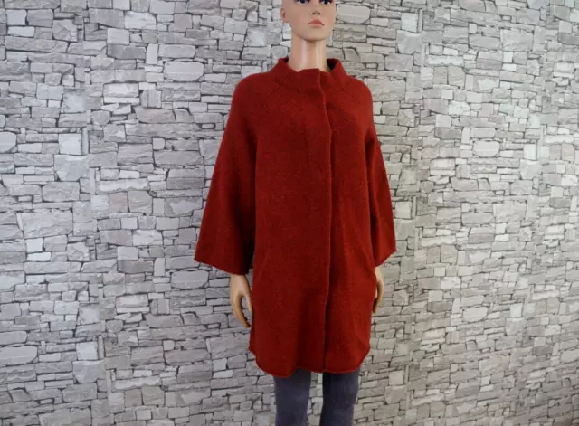 Eileen Fisher Damen Reine Wolle Freizeit Strickjacke Mantel Ziegel Dick Warm L
