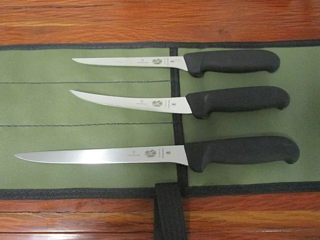 Victorinox 4 Piece Fishing Knife Package  Heavy Aussie Canvas Wrap Swiss Made