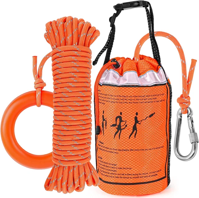 Water Rescue Throw Bag with 50/70/98 Feet of Rope in 3/10 Inch Tensile Strength