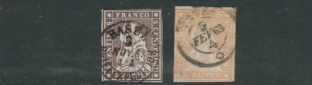 Suisse 1854-62 Helvetia (5R Et 20R) F D'Occasion