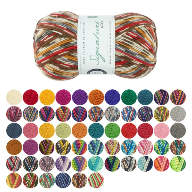 West Yorkshire Spinners Wool Yarn Knitting Signature 4 Ply Fingering Sock