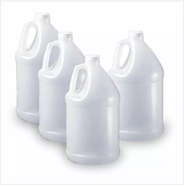 ( 4 Pack) 1 Gallon - 128 oz HDPE  Empty Plastic Bottle + CAPS 