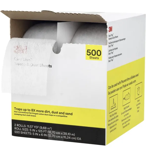 3M Easy Trap Sweep & Dust Sheets 2 - 125' rolls 5"x6" 500 Sheets 55655W