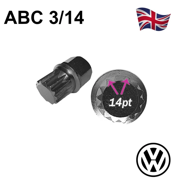 VOLKSWAGEN SECURITY MASTER Locking Wheel Nut Bolt Key ABC 7 19 Points