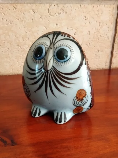 QUAIL CERAMICS Petit Vase Mural Chouette Hulotte en Céramique Peinte à