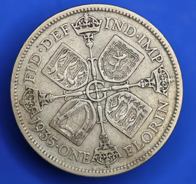 British Coin - 1935 George V florin, two shillings, 2/- silver coin  [28998]