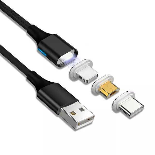 Blitzschnell Laden 3A Magnet Nylon 7 Pin kabel QC 3.0 Typ C iPhone Micro USB