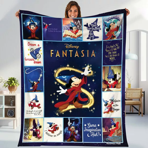 Retro Sorcerer Mickey Fantasia Blanket Mickey Mouse Sorcerer Fleece Blanket