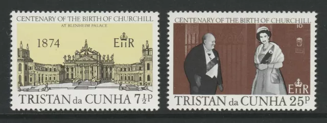 Tristan da Cunha 1974 Birth Centenary of Winston Churchill set SG 193-194 Mnh.