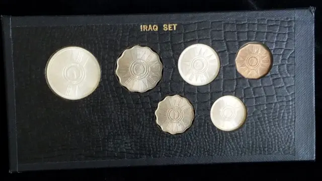 Iraq 1959 1, 5, 10, 25, 50 & 100 Fils Uncirculated Mint Set 3 Silver Coins