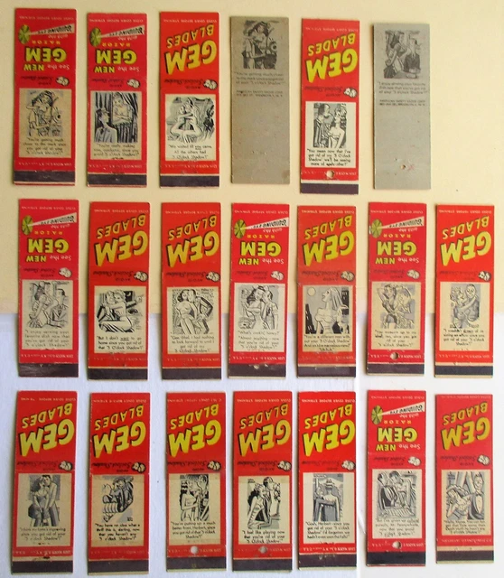 17 diff GEM BLADES CARTOONS - SOME PETER ARNO MATCHCOVERS 17 diff GEM BLADES CARTOONS - SOME PETER ARNO MATCHCOVERS
