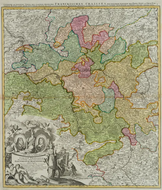 J. HOMANN (1664-1724), Landkarte des Rhein-Maingebietes, um 1720, KSt. Klassizis