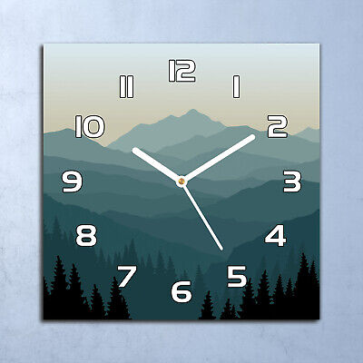 Ash Horloge Murale Design En Verre 30x30 Montagne Ash Nuit botanique 
