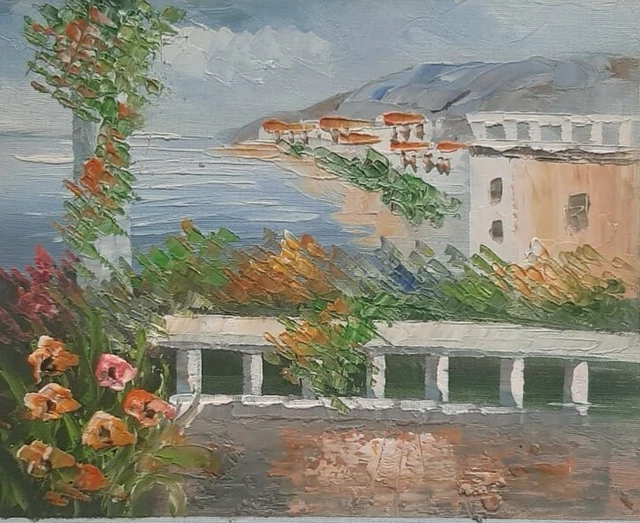 QUADRO DIPINTO A mano ad olio su tela 21x26cm SANREMO N180 EUR 20,00