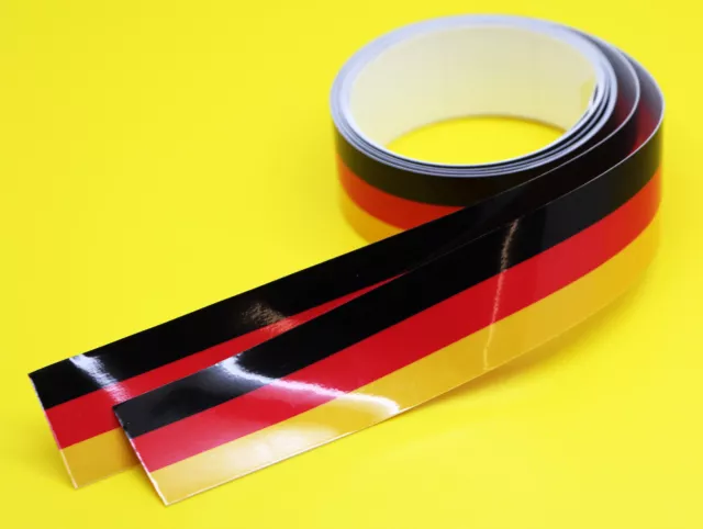 GERMAN FLAG STRIPE TAPE sticker 1220x25mm 2 LENGTHS! gloss laminated