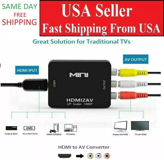 HDMI To RCA AV Adapter Converter Cable CVBS 3RCA 1080P Composite Video Audio