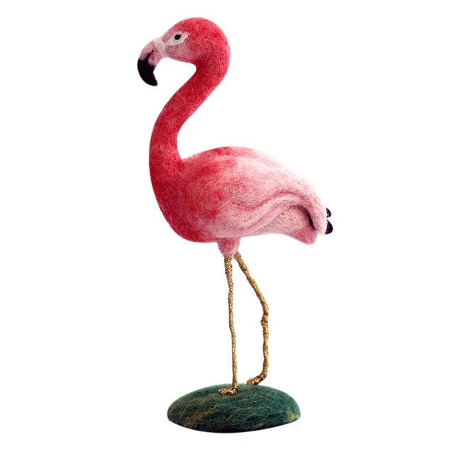 Flamingo de fieltro de lana hecho usted mismo juego de fieltro de aguja lana niño animal caja de herramientas