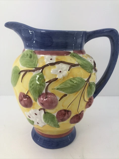 Jay Willfred Andrea by Sadek Cherry-Blossoms Pitcher, Alcobaca Portugal Pottery.