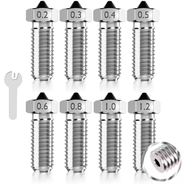 Volcano Düse Nozzle 0,4mm Edelstahl 0,2-1,2mm 1,75mm Extruder E3D Sidewinder 3D