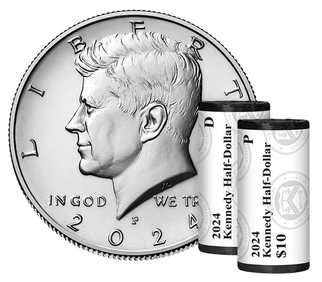 2024 P D *Kennedy* JFK Half Dollars TWO (2) COINS SET FROM MINT ROLLS