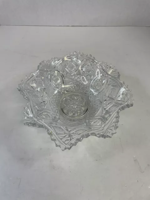 Antique American Brilliant Sawtooth Candy Gelatin Bowl Serving Dish Sparkling