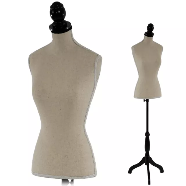 Manichino sartoriale busto donna con treppiede fibre di poliestere avorio